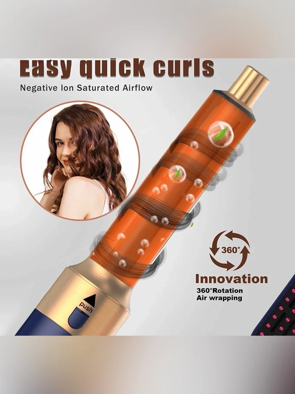 5-in-1 Multi-Styling System -Hair Dryer Brush Curling Iron Set, Surprise Color